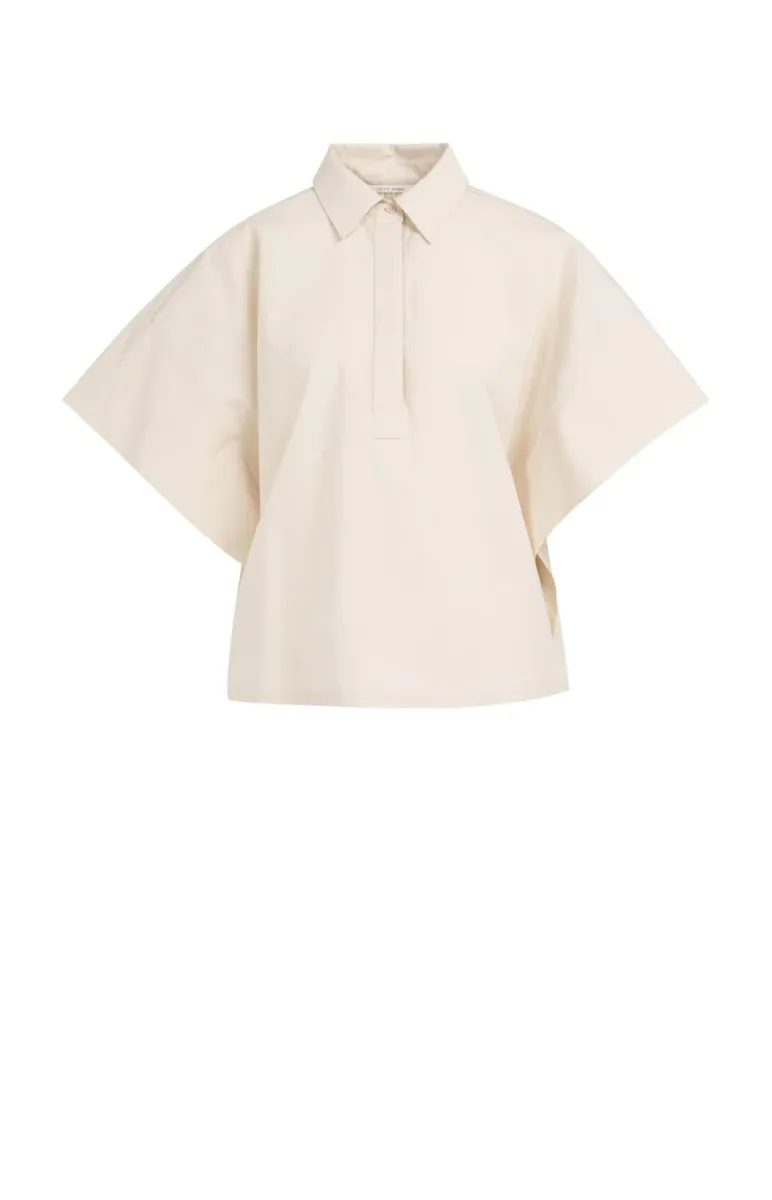 YAYA-Blouse with sleeve detail; Cotton; 99067-01-201220-605-99067-ECRU