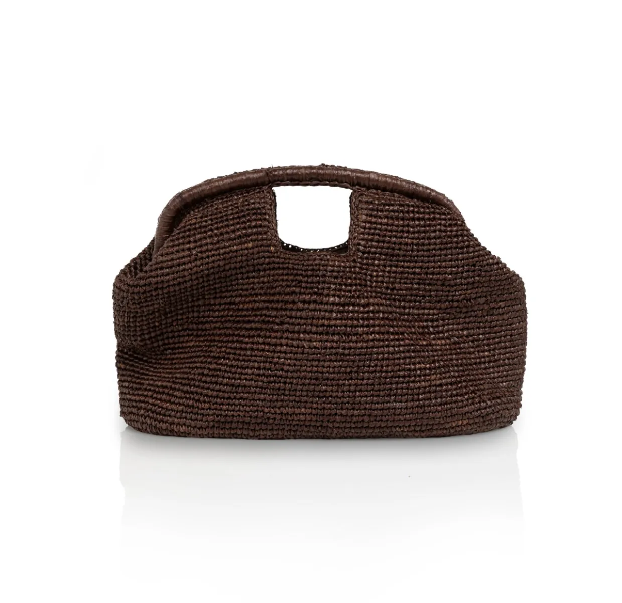 YAYA-Crocheted Straw Clutch With Handle-03-000117-606-99074-BRUIN