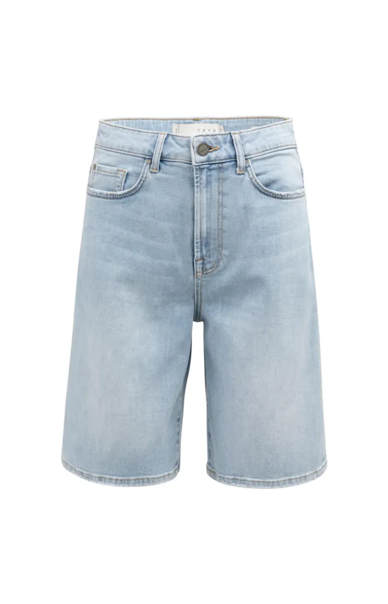YAYA-Denim bermuda short; Cotton/Polyester/Elastane; 99036-01-321042-606-99036-MIDDEN DENIM
