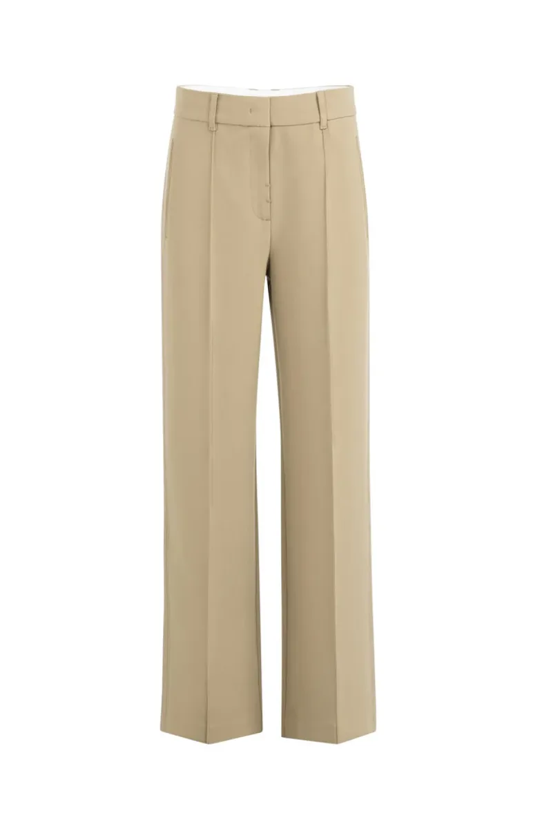 YAYA-Geweven broek met stiksels; Polyester/Viscose/Elastane; 99045-01-301240-602-99045-KHAKI