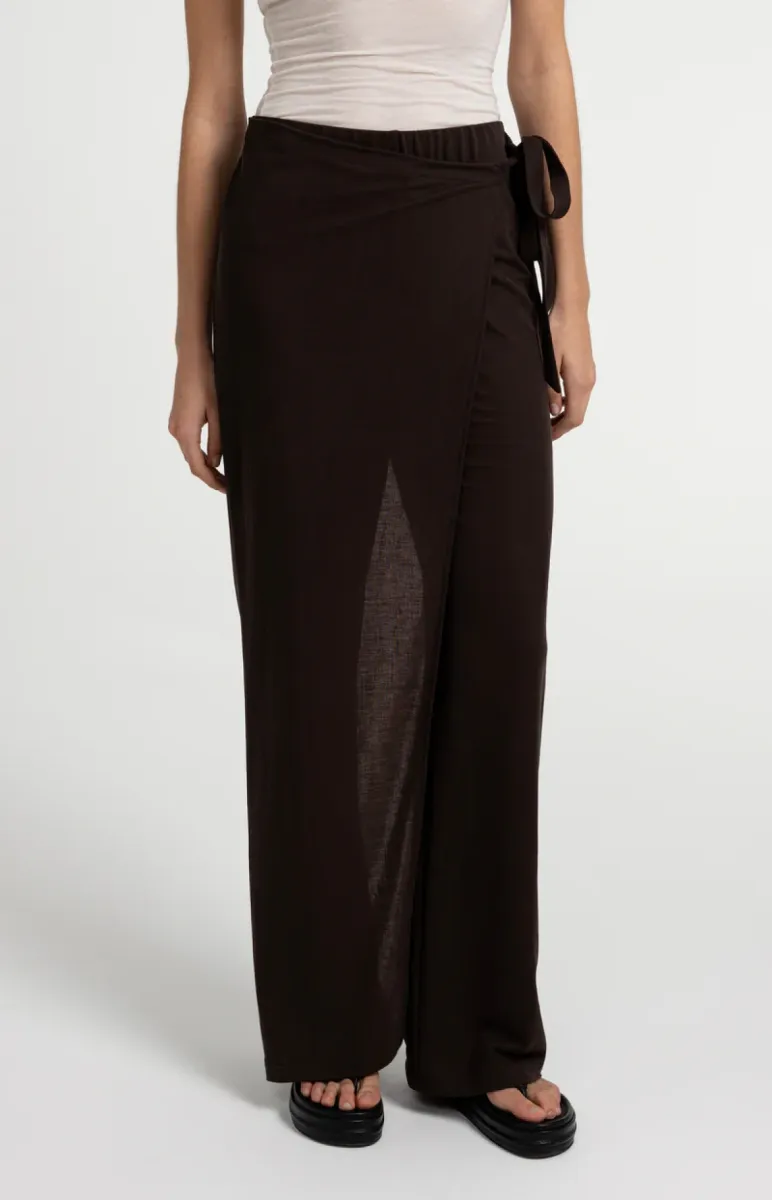 YAYA-Jerseybroek met wijd model en; Lyocell/Polyamide; 99074-01-309199-606-99074-BRUIN