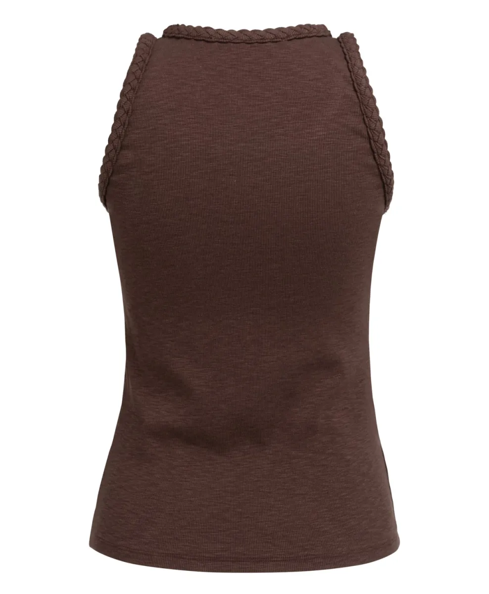 YAYA-Singlet met gevlochten rand; Viscose/Cotton/Elastane; 99074-01-729061-606-99074-BRUIN