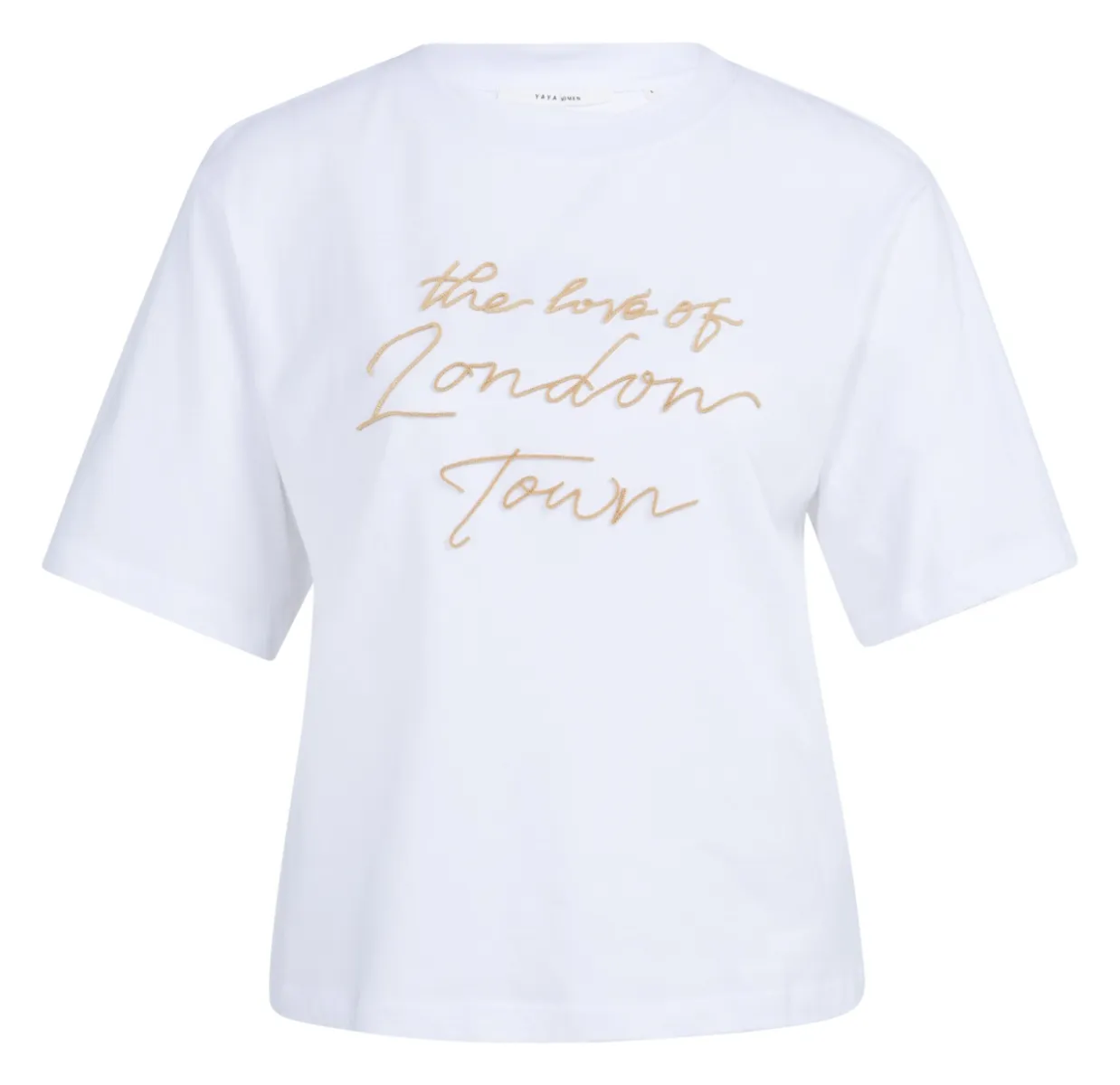 YAYA-T-shirt met flockprint; Cotton; 309151-01-719081-602-309151-GEEL COMBINATIES