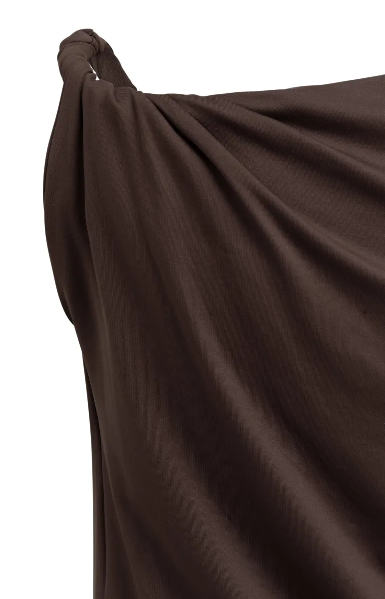 yaya-top-met-gedraaide-schouderband-polyamide-elastane-99074-01-709387-606-99074-bruin-1 YAYA-Top met gedraaide schouderband; Polyamide/Elastane; 99074-01-709387-606-99074-BRUIN