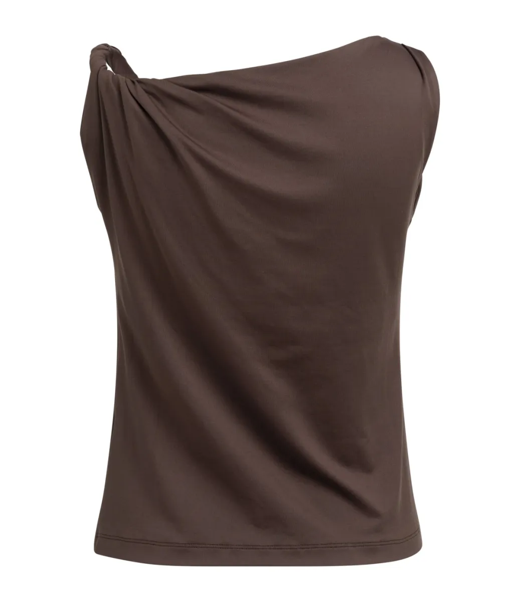 YAYA-Top met gedraaide schouderband; Polyamide/Elastane; 99074-01-709387-606-99074-BRUIN
