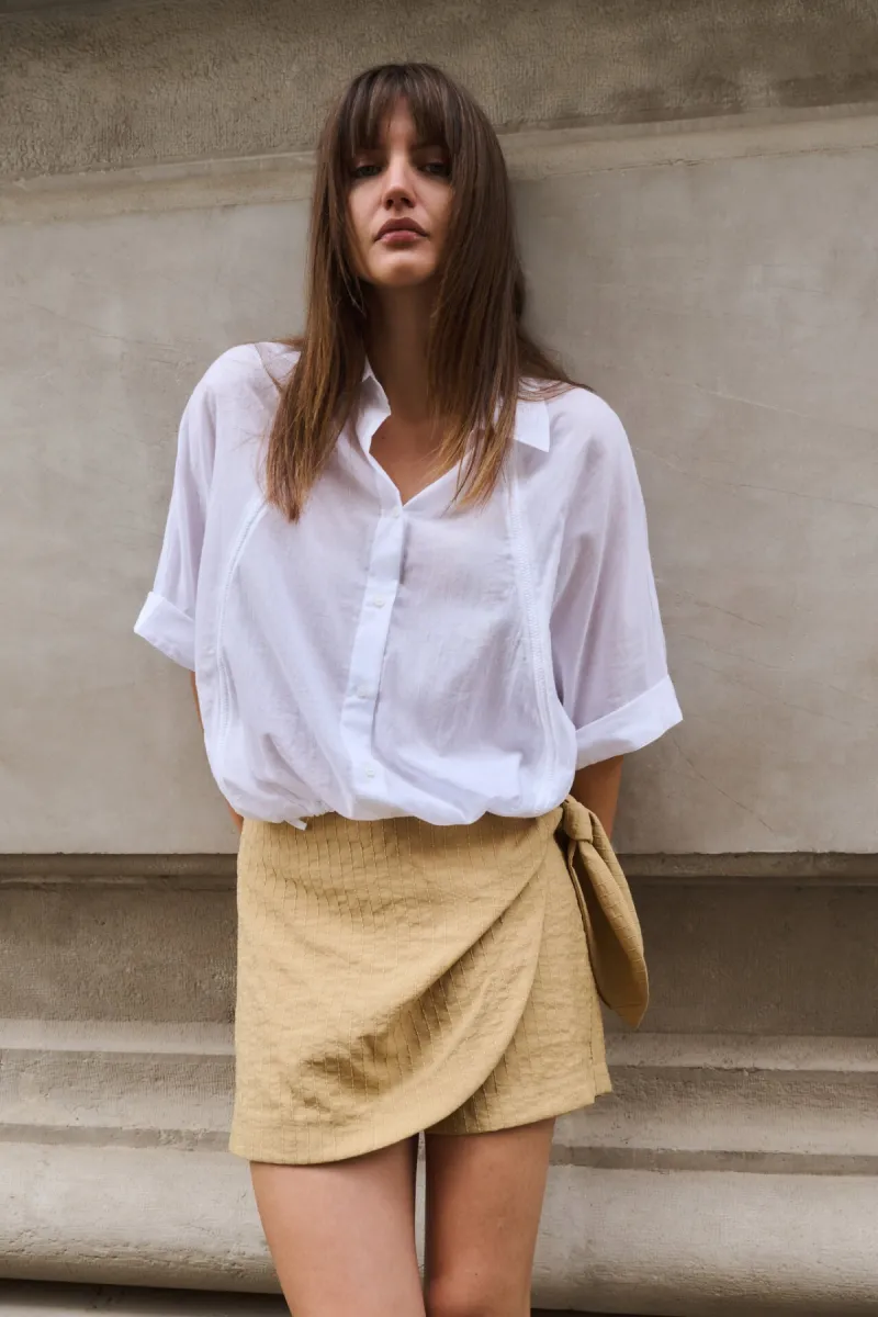 YAYA-Vleermuismouw blouse met gevlo; Cotton-01-201222-606-00000-OFF WHITE