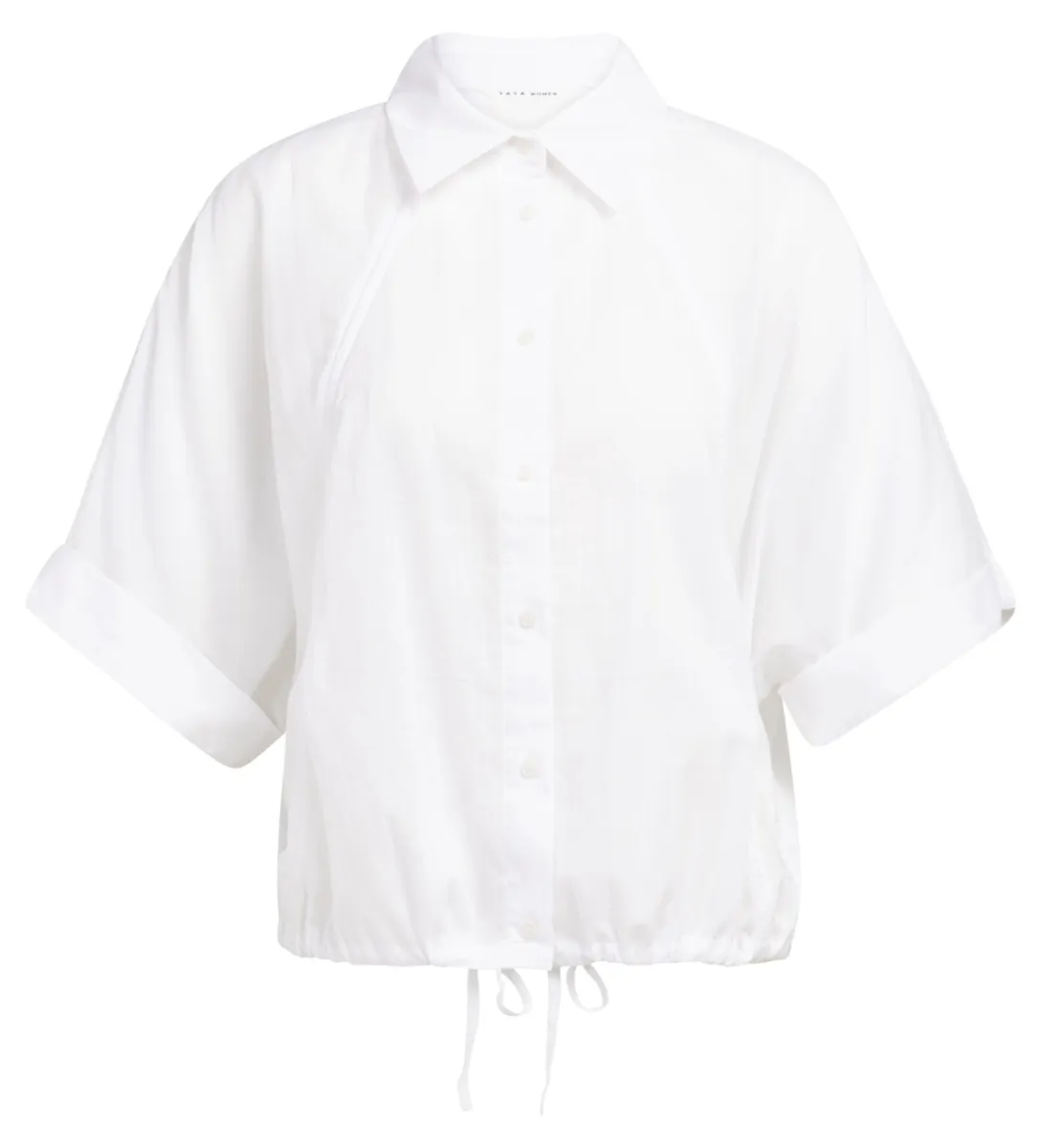 YAYA-Vleermuismouw blouse met gevlo; Cotton-01-201222-606-00000-OFF WHITE
