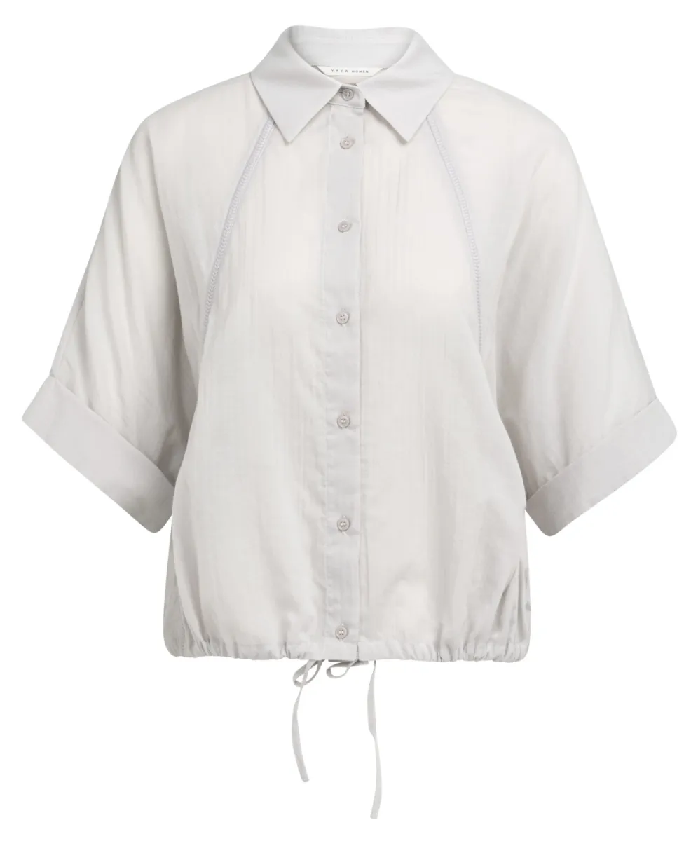 YAYA-Vleermuismouw blouse met gevlo; Cotton; 44109-01-201222-606-44109-GRIJS