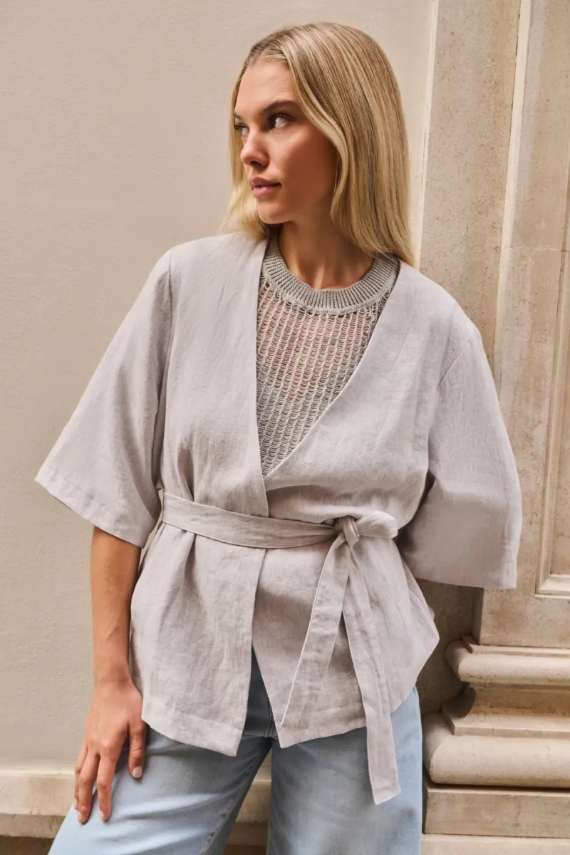 YAYA-Wikkeljack van linnenmix met c; Linen; 441092-02-001078-606-441092-GRIJS