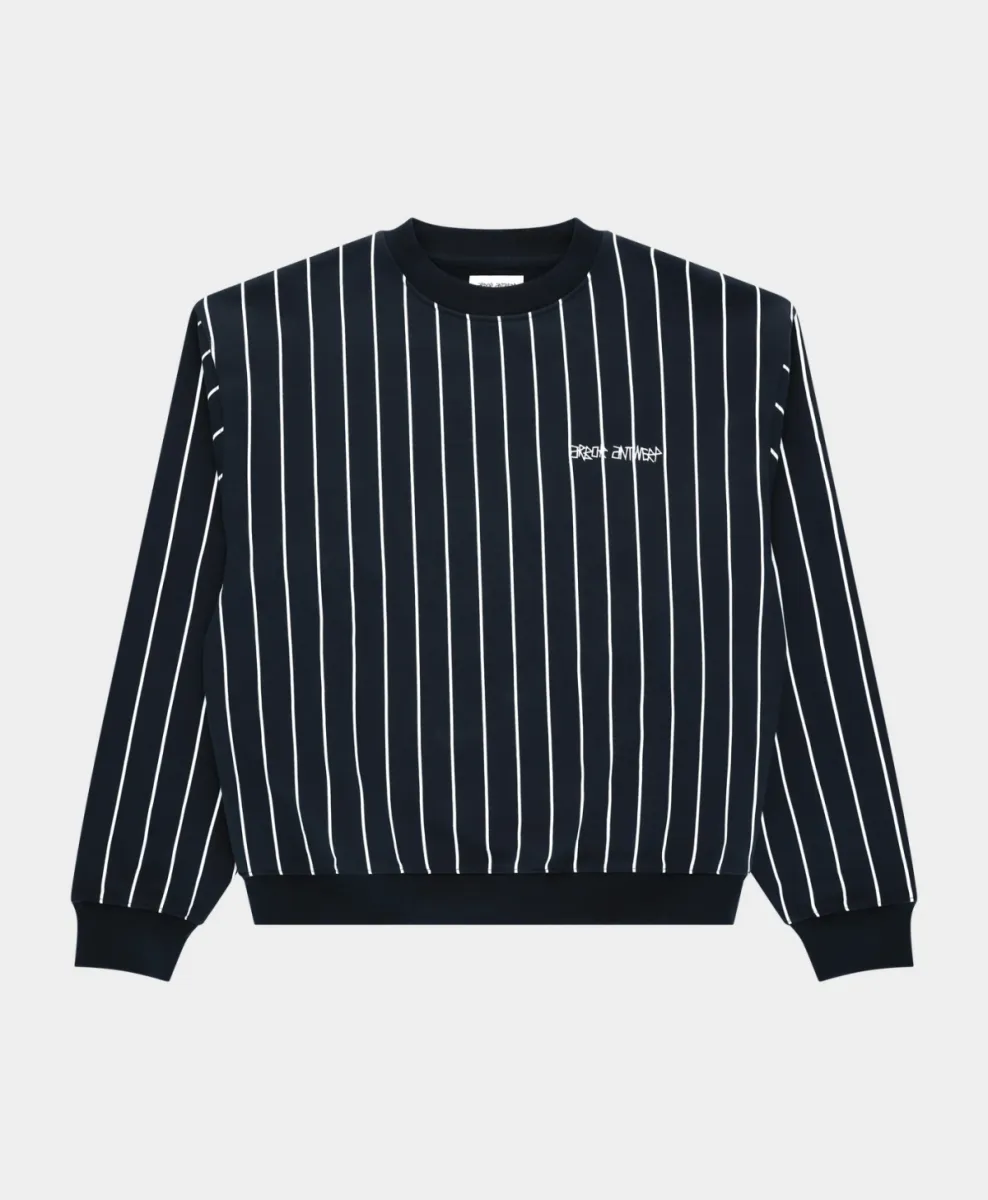 Arbor antwerp--Vertical lines crewneck blue--NAVY