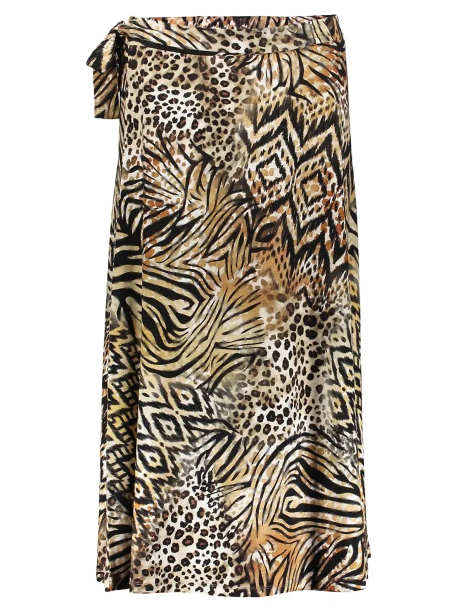 GEISHA-Skirt long jersey AOP-56350-60 JILL-775 PR.06-25-2 brown/black-BRUIN