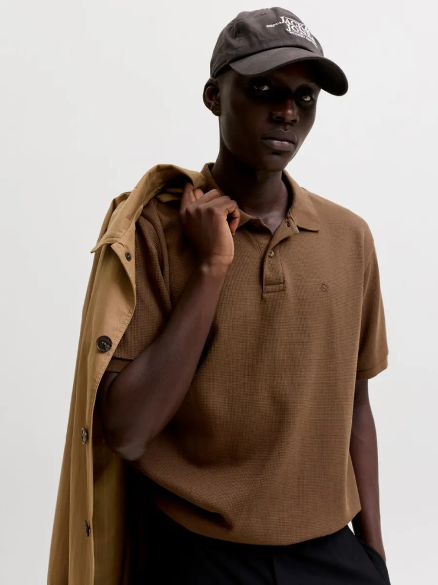 JACK & JONES-JJEAUSTIN POLO SS NOOS-12268130-Cocoa-CHOCOLADE