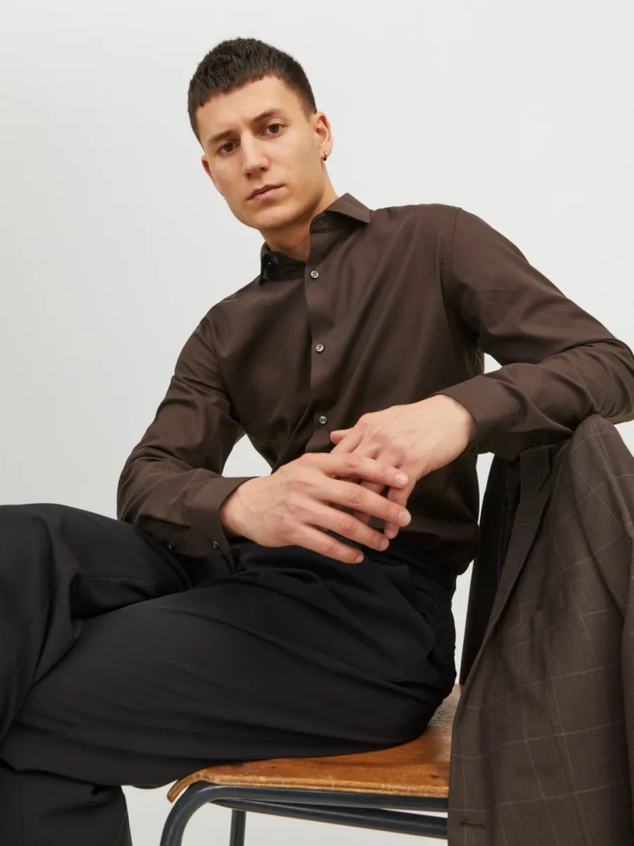 JACK & JONES-JPRBLAPARKER SHIRT L/S NOOS-12227385-Chocolate torte-CHOCOLADE
