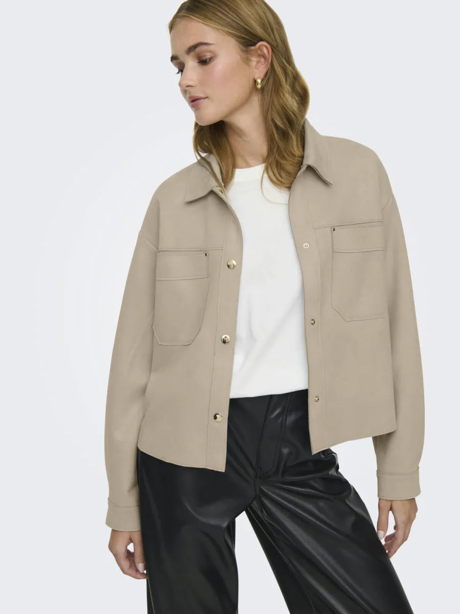 JDY-JDYJULLE L/S FAKE SUEDE SHIRT JRS N-15360680-Oxford Tan-HUID