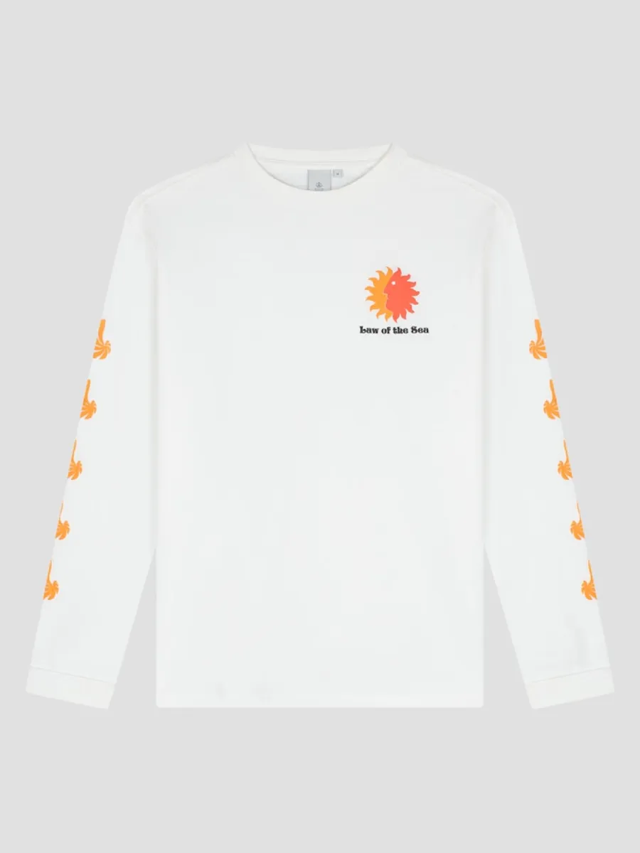 Law of the Sea-Sunny longlseeve artwork t-shirt-10457-907 Bright white-WIT