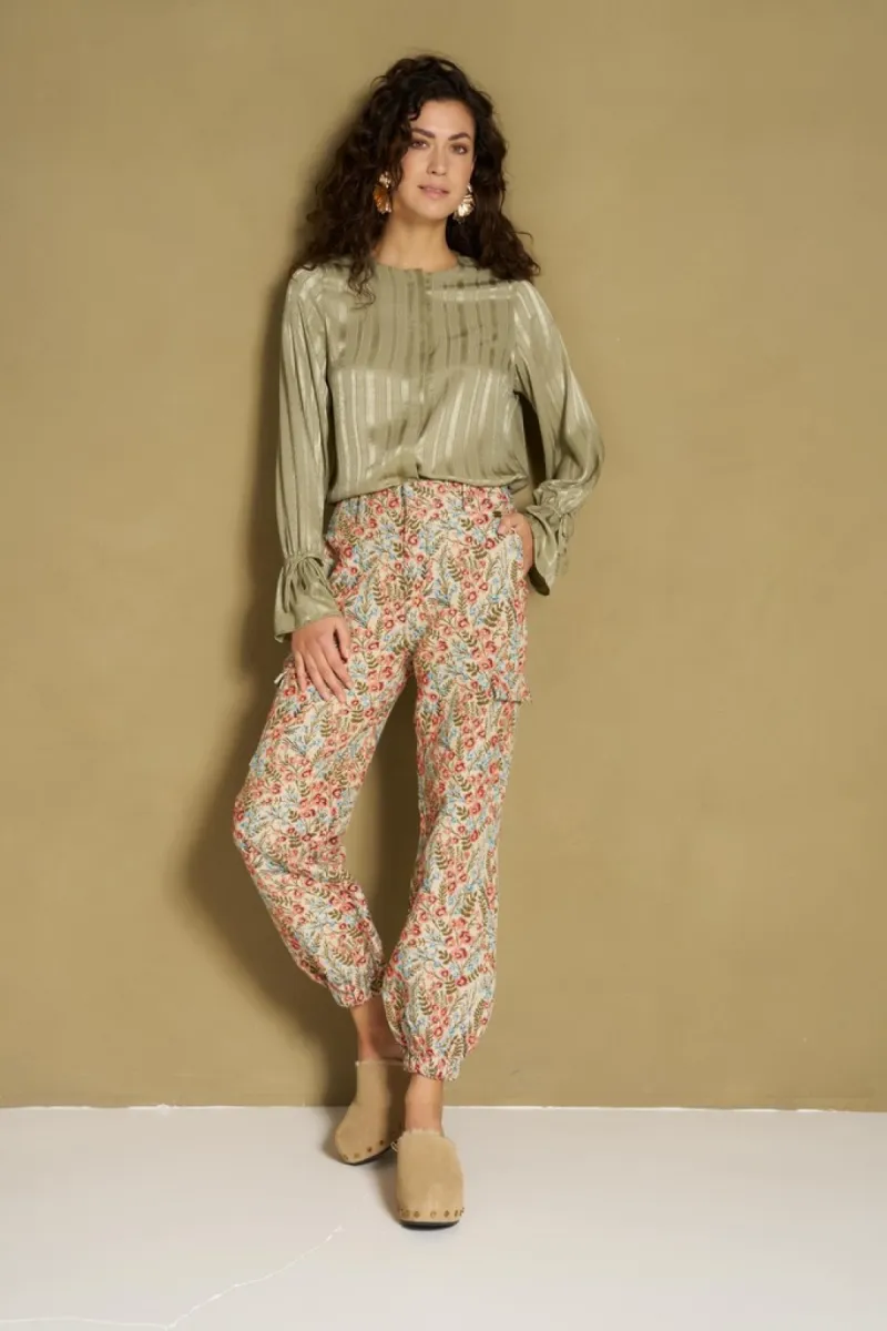 LOFTY MANNER-Blouse hella - Satin relaxed-RH06-352 Kaki-KHAKI