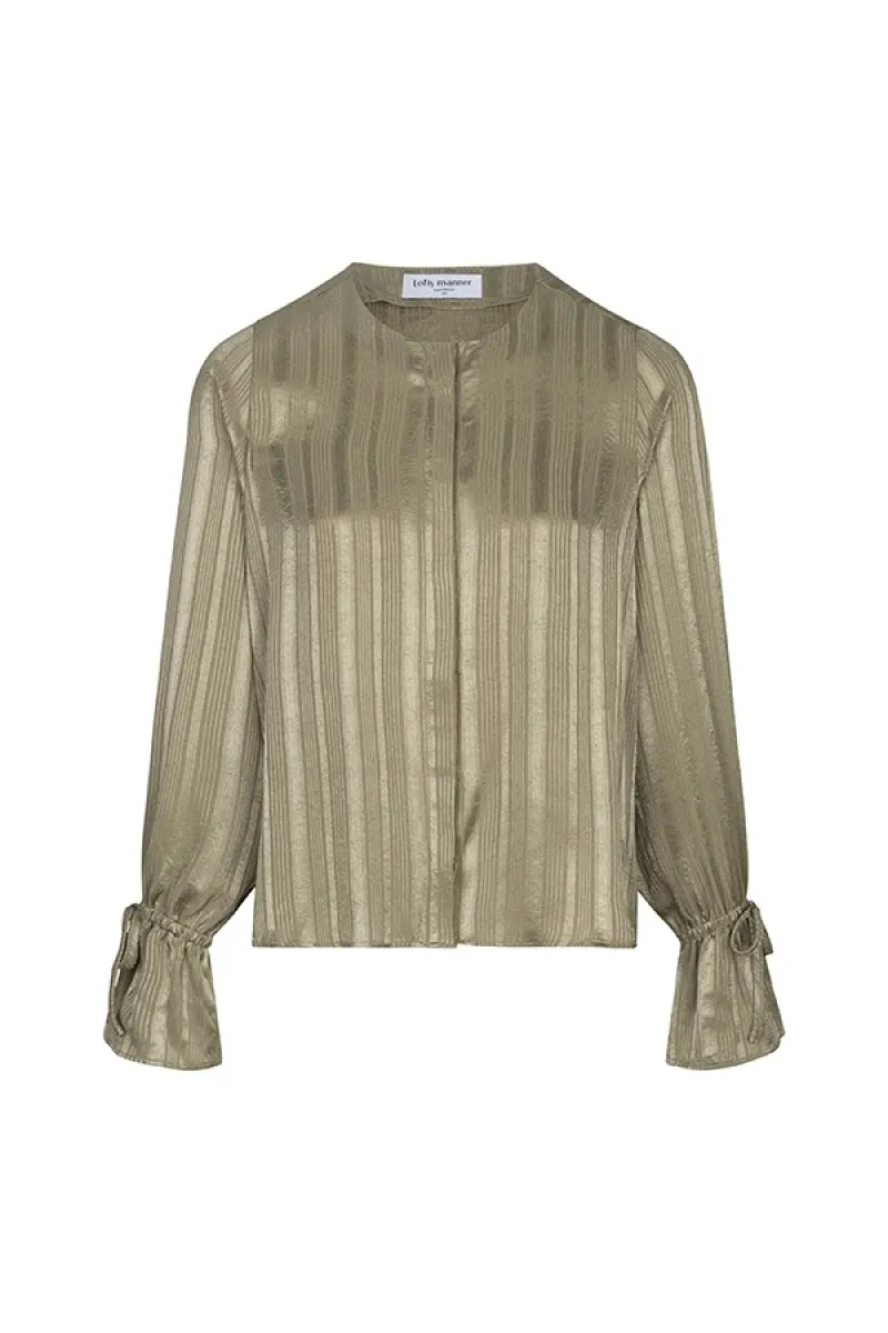 LOFTY MANNER-Blouse hella - Satin relaxed-RH06-352 Kaki-KHAKI