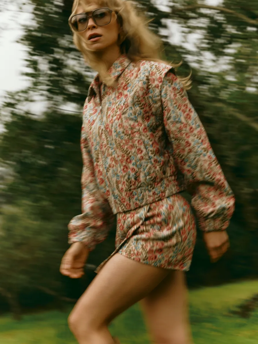 LOFTY MANNER-Jacket hani - flower jacquard-RH41-109 Multi colour-MULTICOLOR