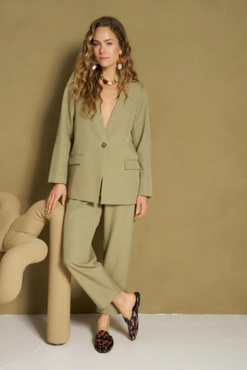 LOFTY MANNER-Pant helvi - High rise tapered-RH86.1-352 Kaki-KHAKI
