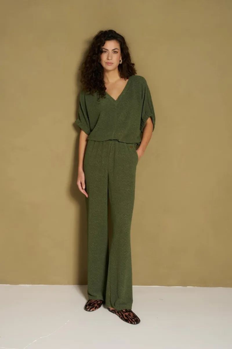 LOFTY MANNER-Pant mea - Mid rise relaxed-RH87-476 Army green-LEGERGROEN