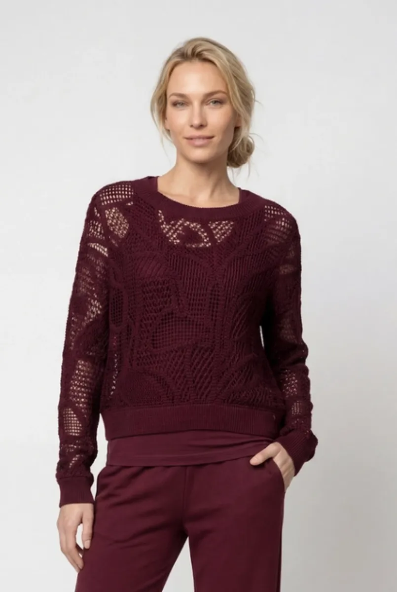 Monari-Jumper with cornelli pattern-809978-316 Dark bordeaux-BORDEAUX