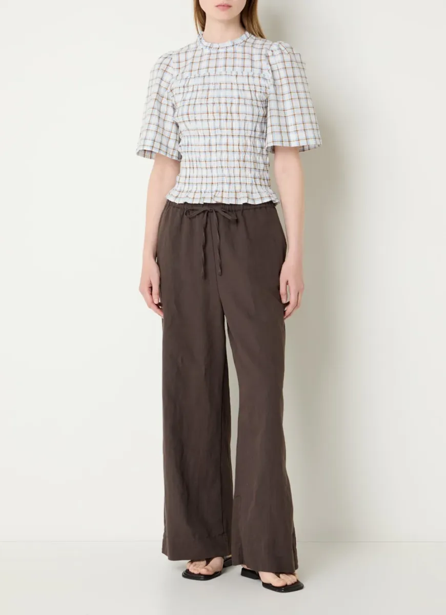 Neo Noir-Possini Mega Check Blouse-169142-145 Light Blue-LICHT BLAUW