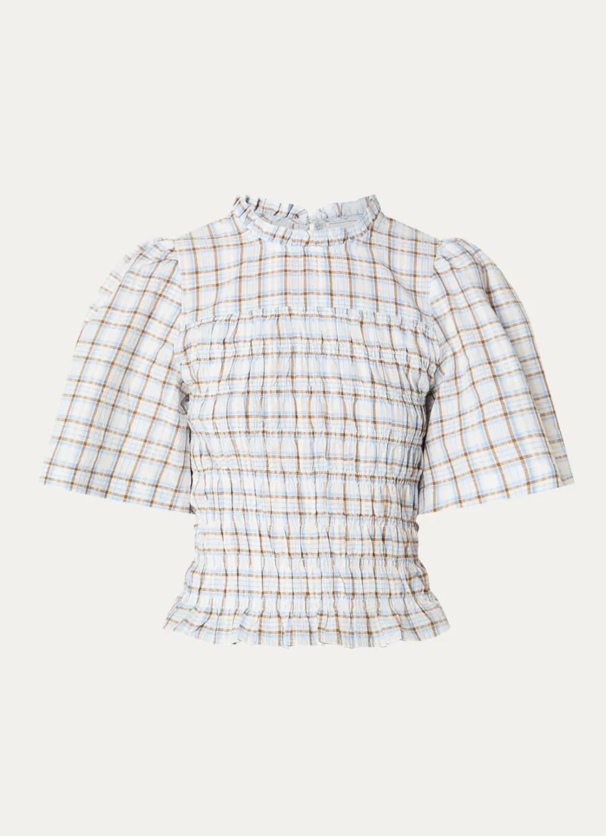 Neo Noir-Possini Mega Check Blouse-169142-145 Light Blue-LICHT BLAUW