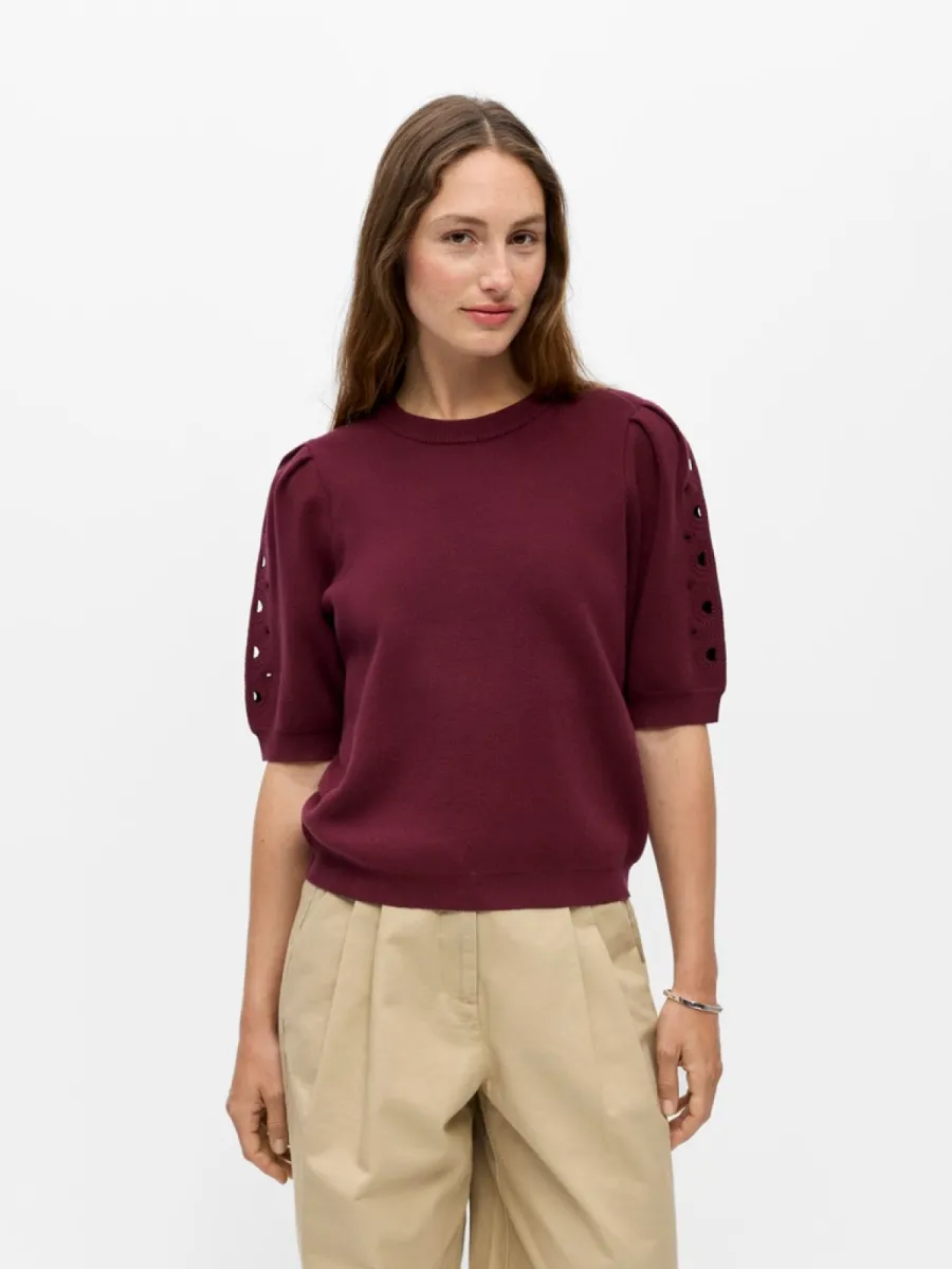 object-objyuki-s-s-re-knit-pullover-noos-23047215-windsor-wine-bordeaux-1 OBJECT-OBJYUKI S/S RE KNIT PULLOVER NOOS-23047215-Windsor wine-BORDEAUX