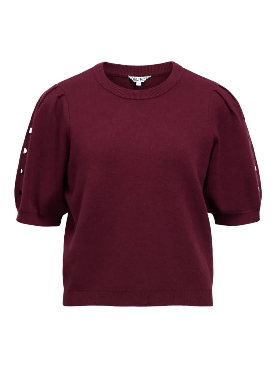 OBJECT-OBJYUKI S/S RE KNIT PULLOVER NOOS-23047215-Windsor wine-BORDEAUX