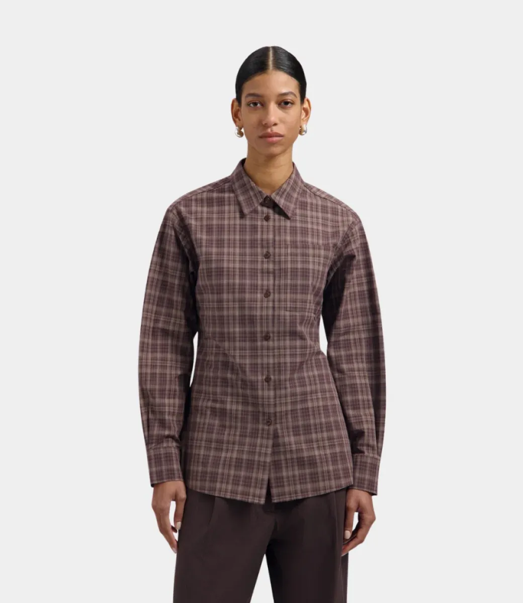 olaf-checked-fitted-shirt-w260302-chocolate-plum-chocolade-1 Olaf-Checked fitted shirt-W260302-Chocolate plum-CHOCOLADE