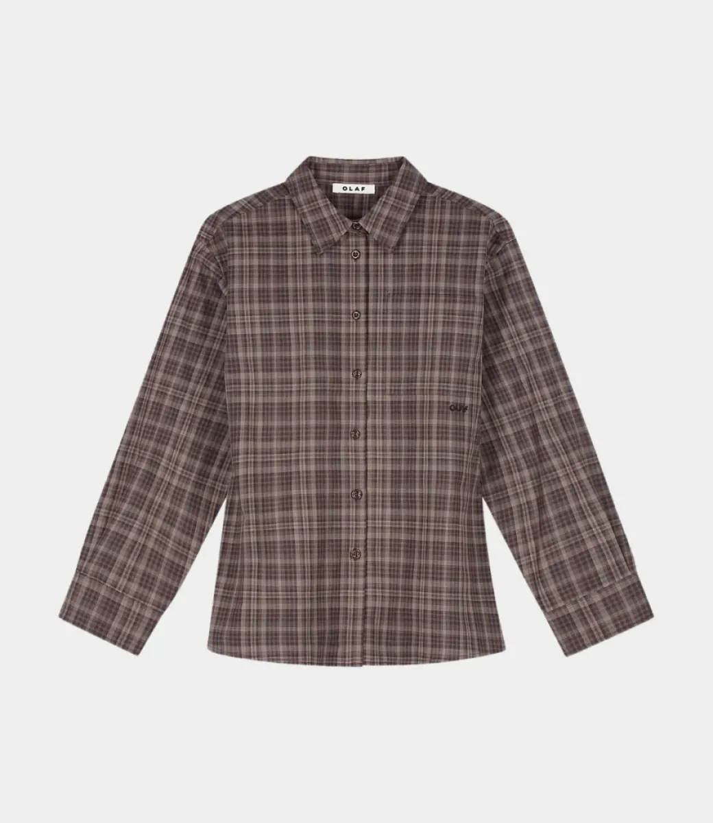 Olaf-Checked fitted shirt-W260302-Chocolate plum-CHOCOLADE