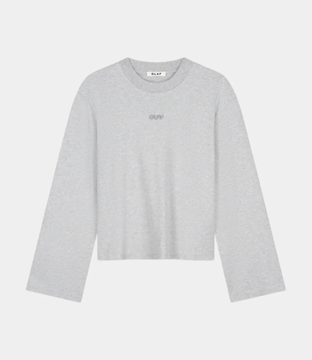 Olaf-Retro logo LS tee-W260108-Heather grey-GRIJS