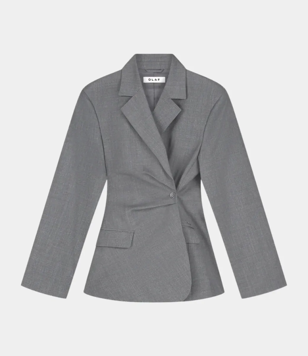 Olaf-Wool asymetric blazer-W260504-Sharkskin-GRIJS
