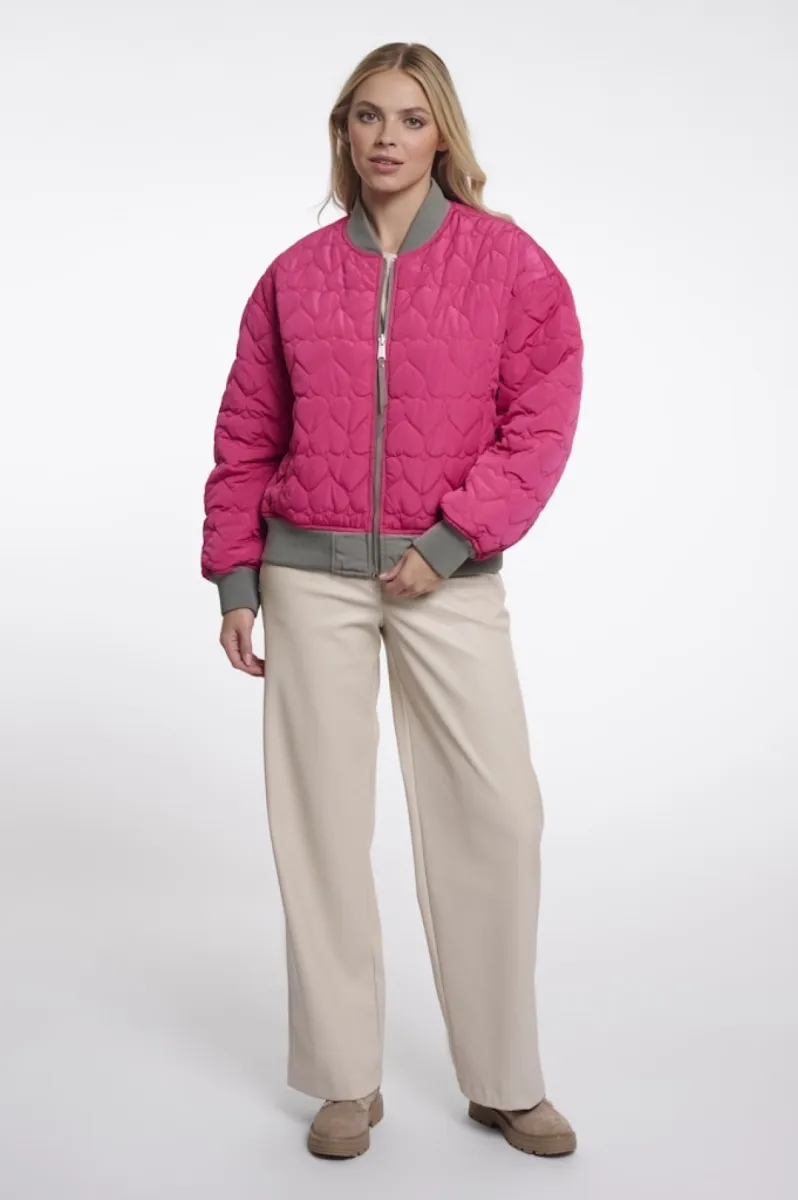 RINO & PELLE-Bomber jacket-Djenna.7002611-11125 Misty basil and pink-GROEN