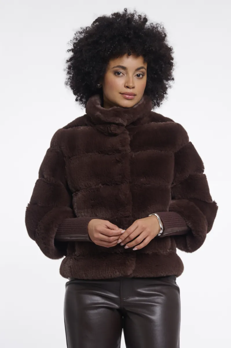 RINO & PELLE-Jacket With Rib Cuffs-Feline.7002611-11099 Coffee Roast-CAFE
