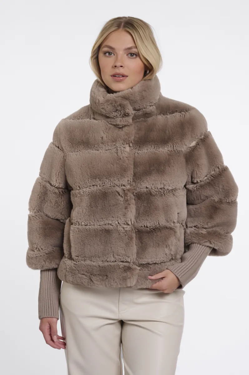RINO & PELLE-Jacket With Rib Cuffs-Feline.7002611-11100 Mocha Latte-MOKKA