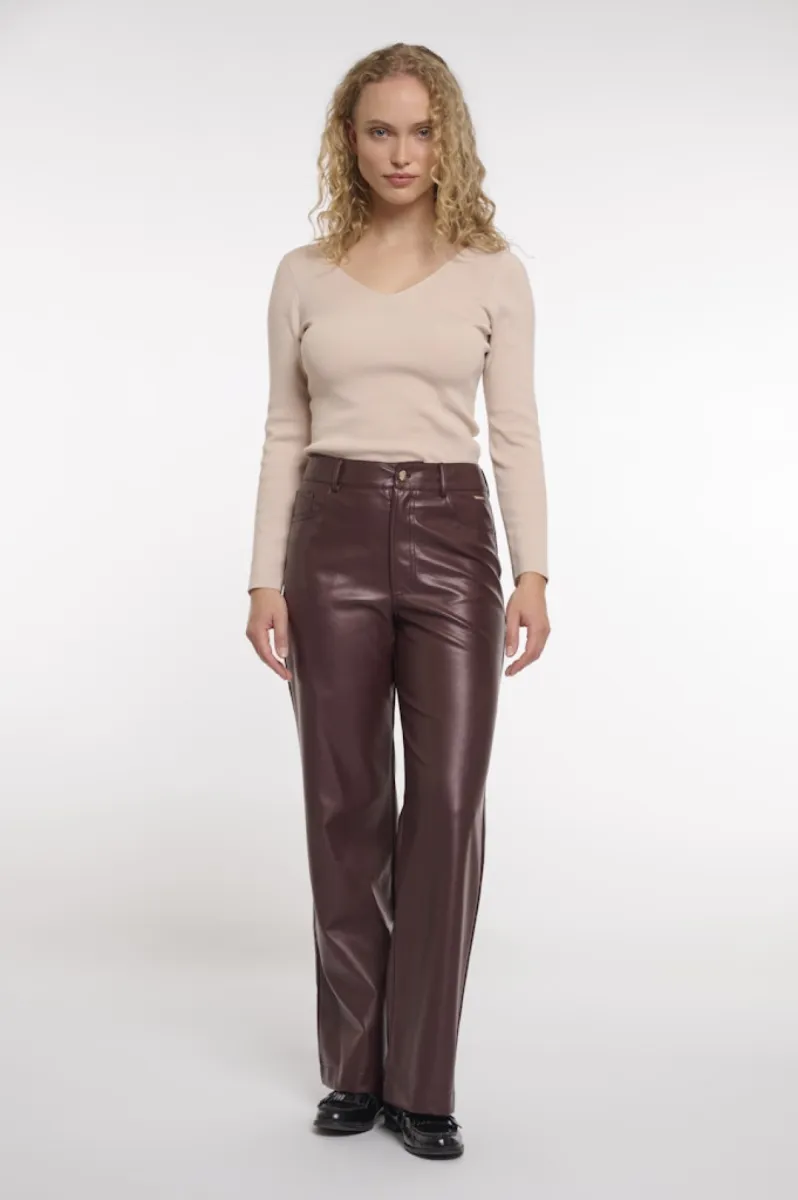 RINO & PELLE-Regular length straight leg pants-CorianRegular.7502611-10873 Chocolate bean-CHOCOLADE