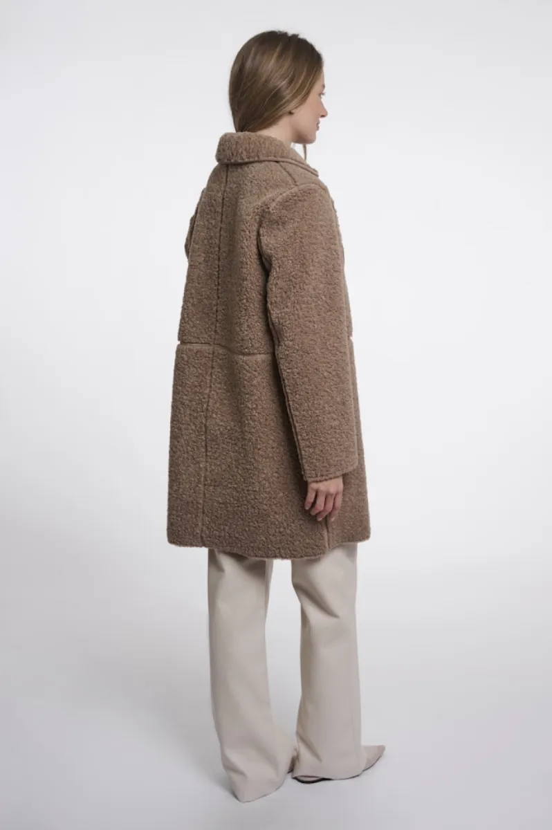 RINO & PELLE-Reversible double breasted coat-Juna.7002611-11100 Mocha latte-BRUIN