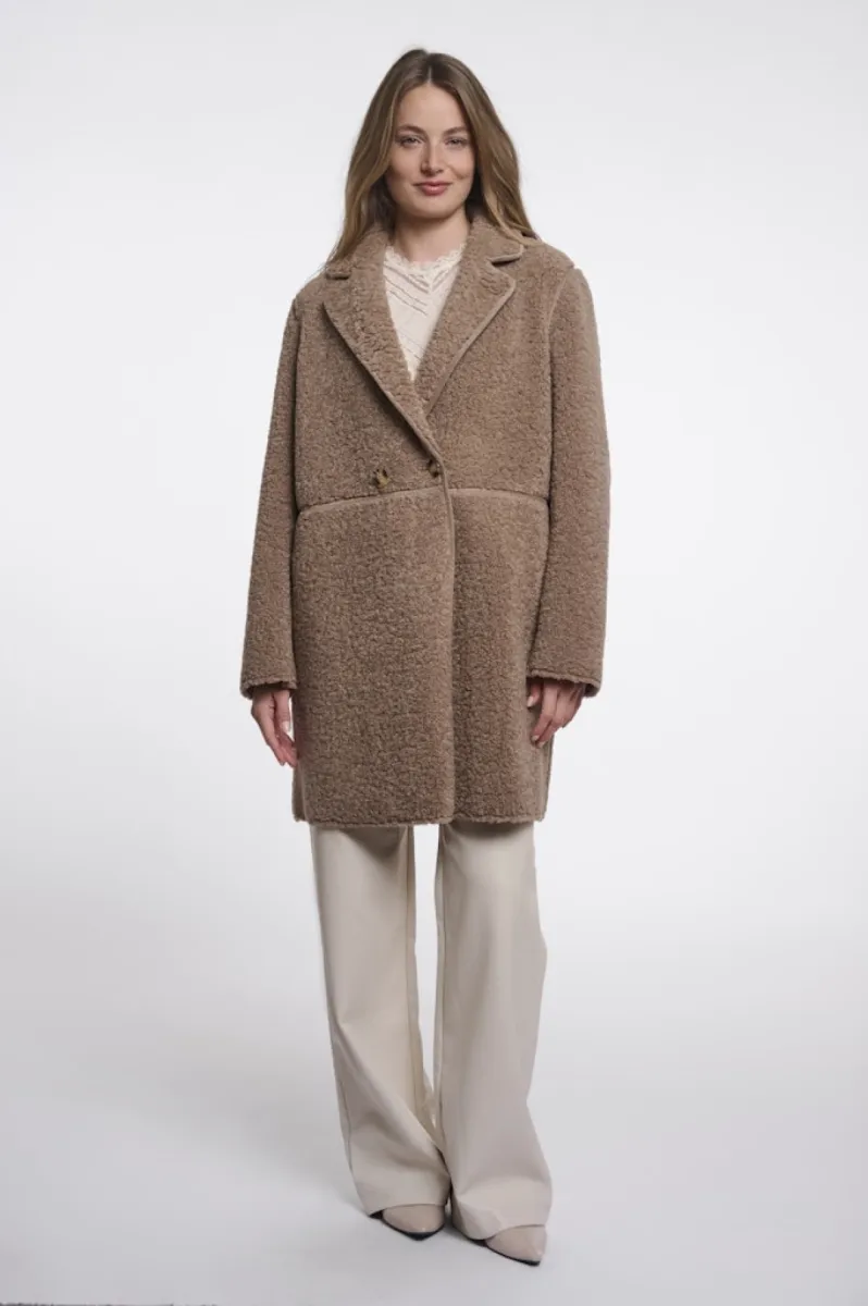 RINO & PELLE-Reversible double breasted coat-Juna.7002611-11100 Mocha latte-BRUIN