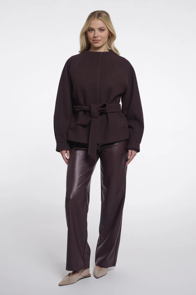 RINO & PELLE-Short Coat With Collar-Cornelia.7002611-10873 Chocolate Bean-CHOCOLADE
