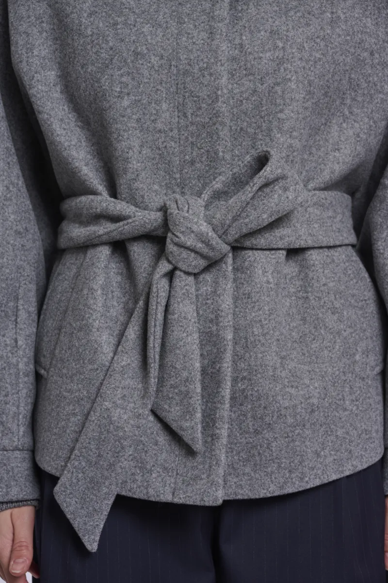 RINO & PELLE-Short Coat With Collar-Cornelia.7002611-11170 Mid Grey Melange-GRIJS MELEE