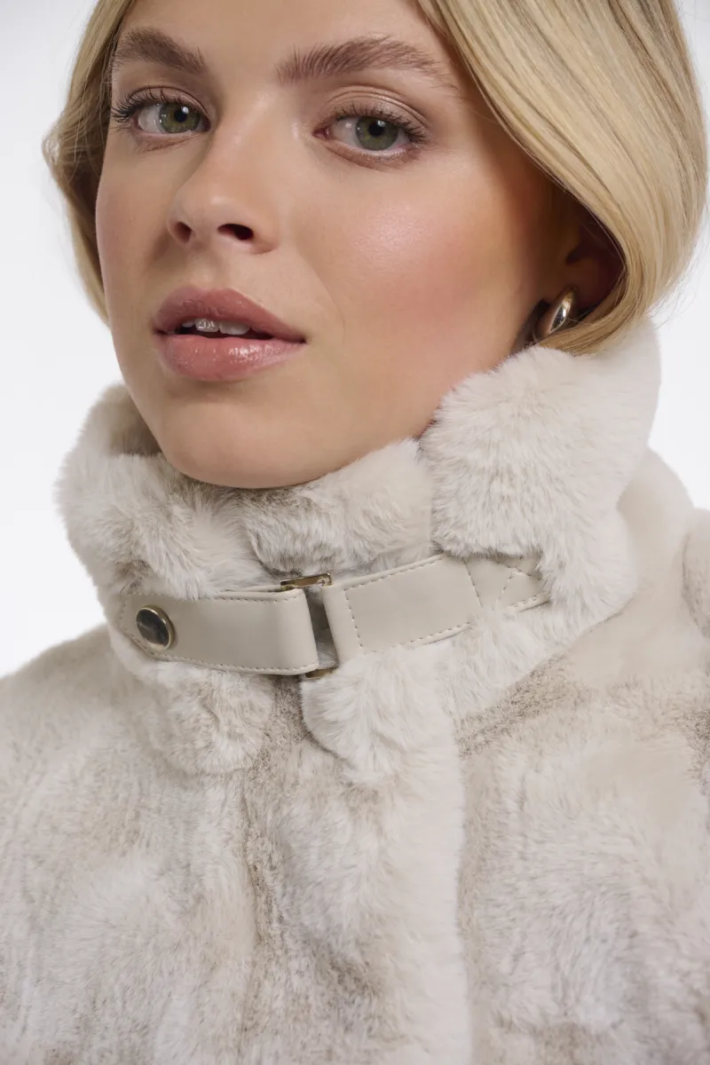 RINO & PELLE-Short Faux Fur Jacket-Ambra.7002611-9030 Birch-CREME