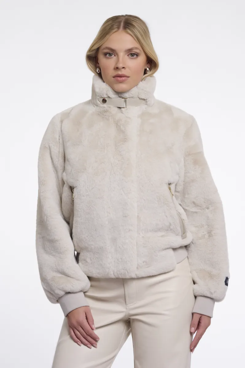 RINO & PELLE-Short Faux Fur Jacket-Ambra.7002611-9030 Birch-CREME