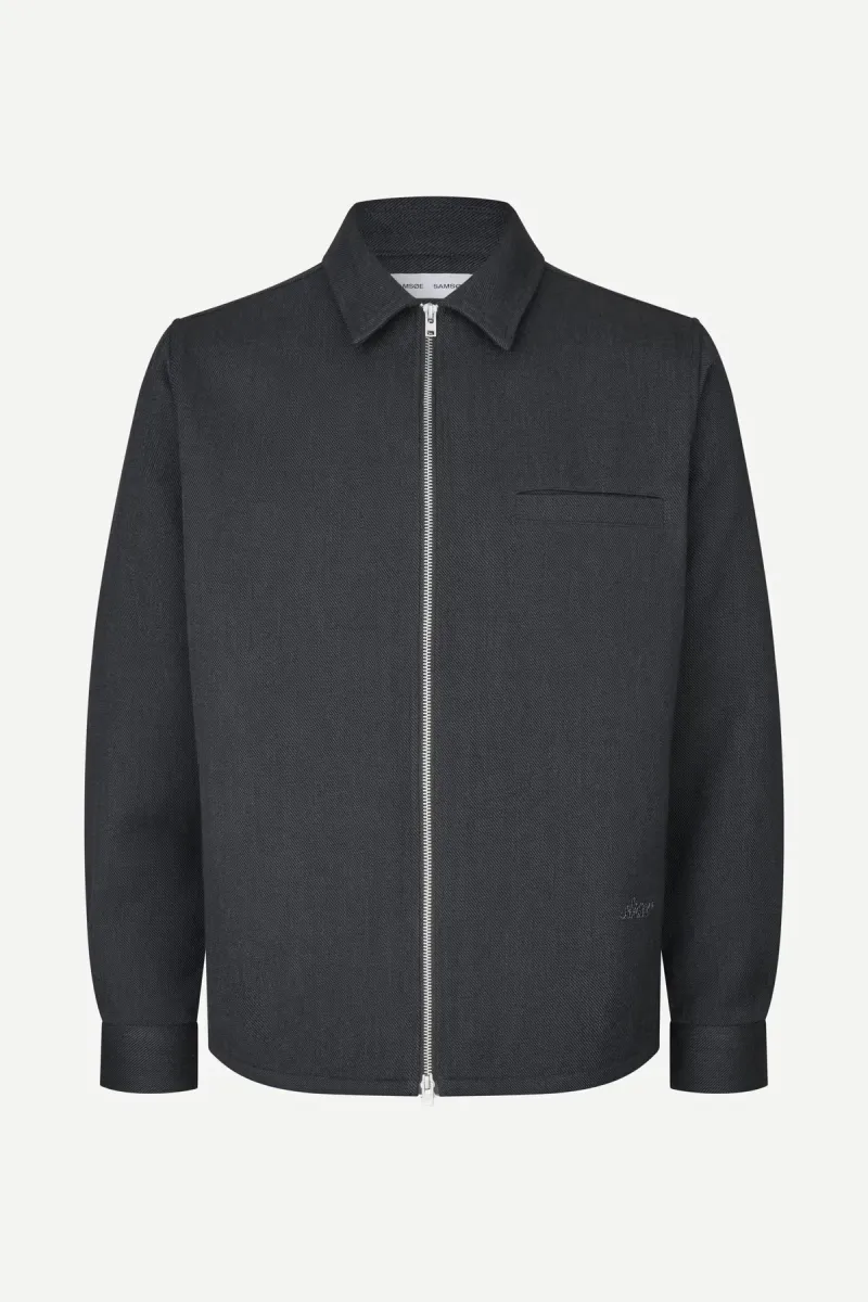 Samsoe Samsoe-Sadamon GT zip overshirt 16201-M26300066-CLR002455 Dark grey mel.-DONKER GRIJS/GRAFIET