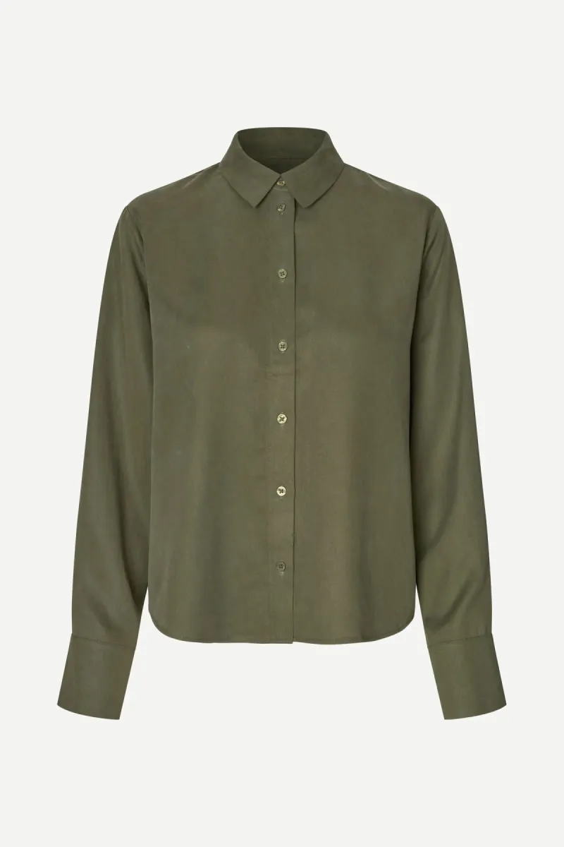 Samsoe Samsoe-Samina ls shirt 14028-F10000060-190414TCX Forest night-GROEN
