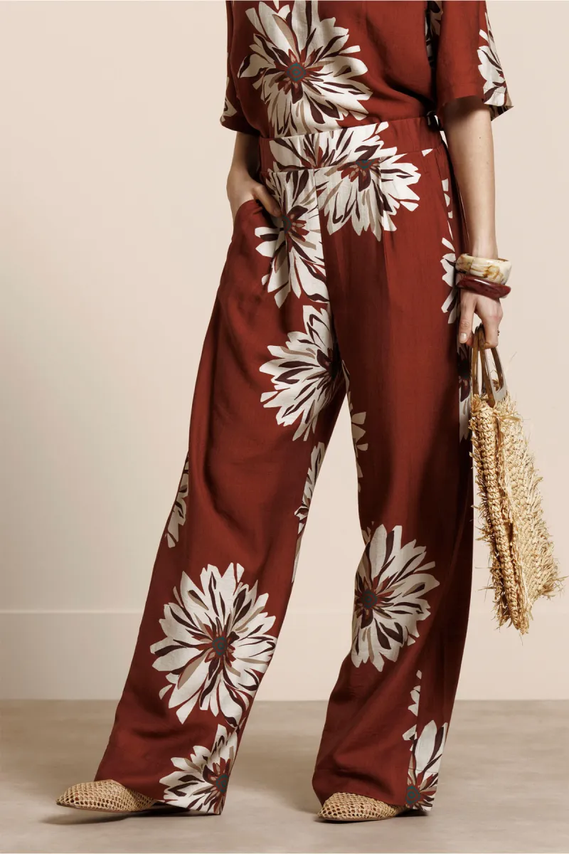 STUDIO ANNELOES-Bruce flower trousers-14071-3301 Rust-ROEST