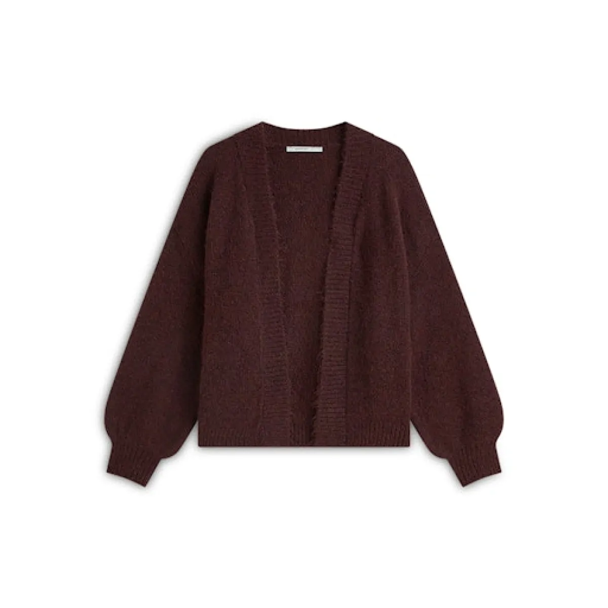 Summum-Puff sleeve cardigan cozy melange knit-7s5844-7997-335 Dark burgundy-BORDEAUX