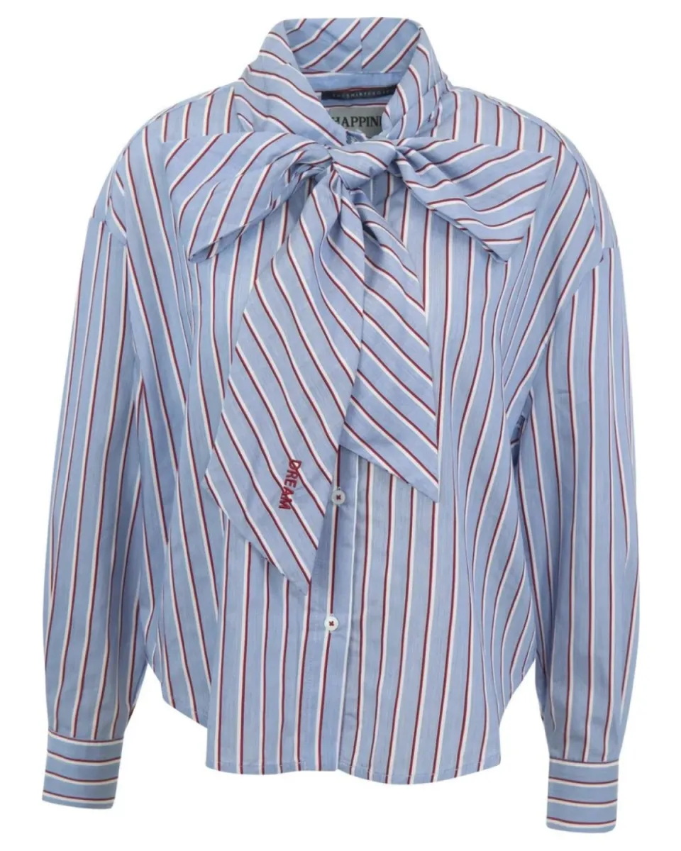 The Shirt Project-Blouse LM-51722-Blue Red-BLAUW COMBINATIE