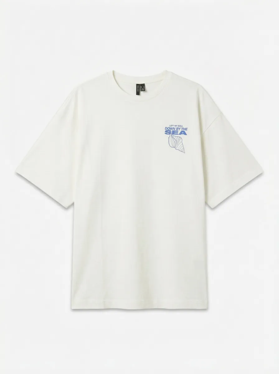 VERO MODA-VMMIRA HAILEY SS OVERSIZE TEE JRS E-10357338-Left My Soul-WIT