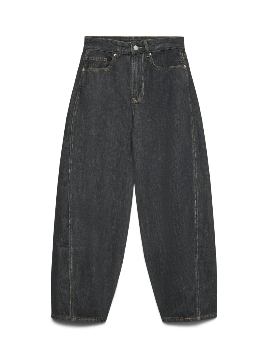 VERO MODA-VMZOE MR BARREL DNM JEANS LI223 NOO-10348170-Dark Grey Denim-DONKER GRIJS/GRAFIET